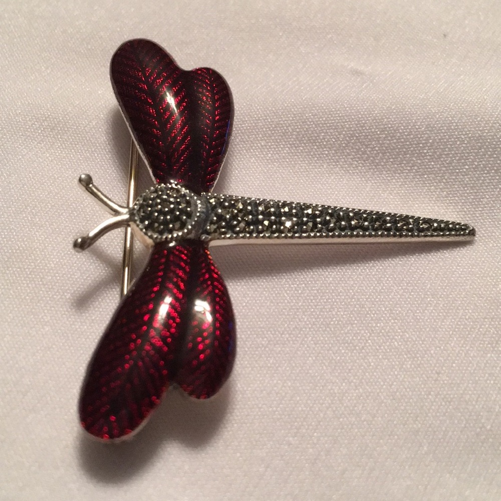 Judith Jack Enamel Dragon Fly Pin Brooch